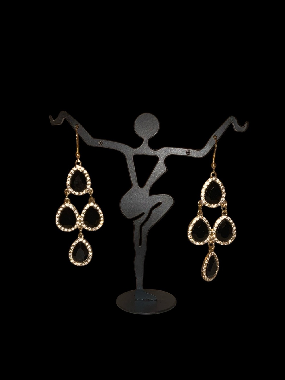 Gold Teardrop Crystal Dangle Earrings - Women Jewelry